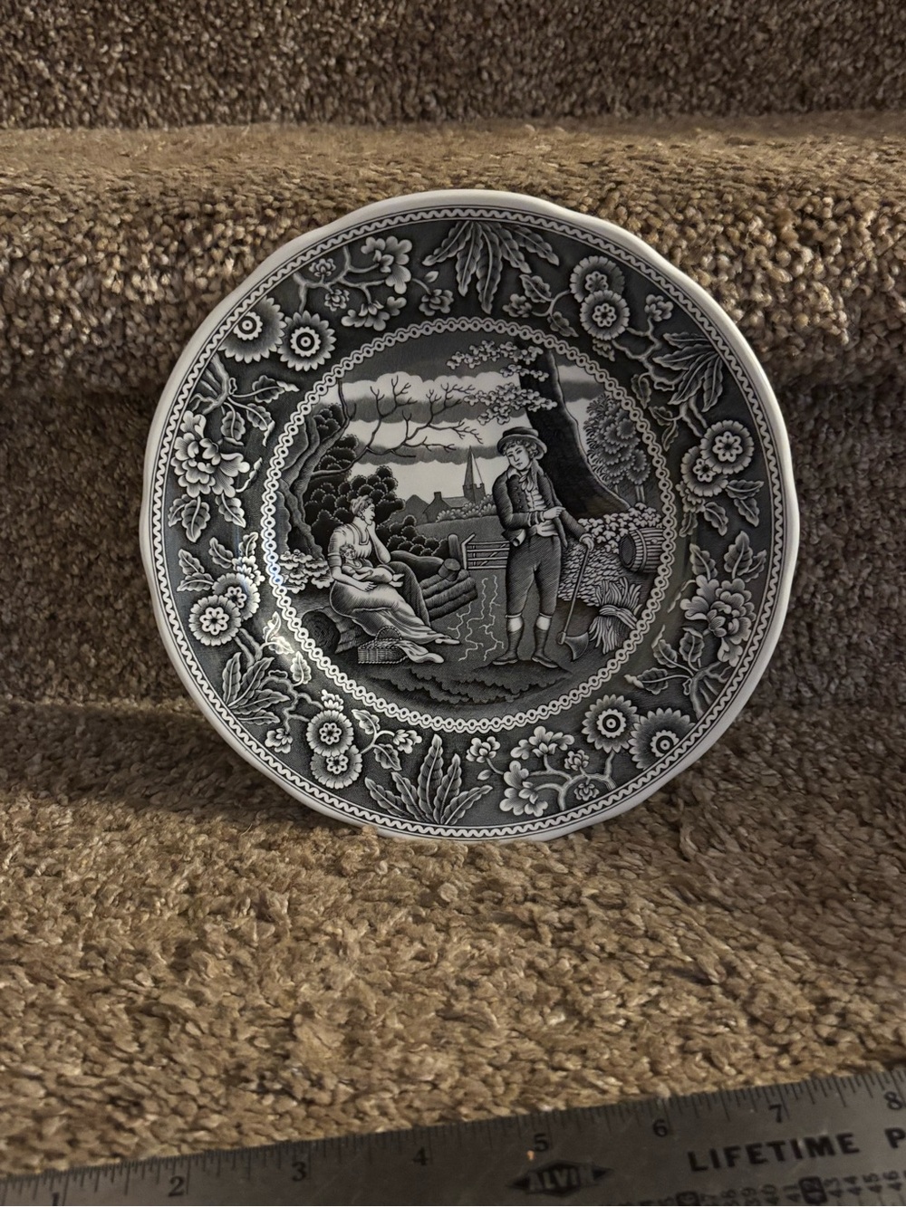 Spode Black and White Scenic Transferware Plate